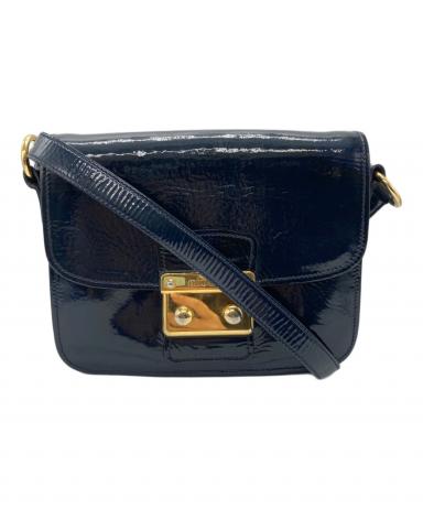 希少　miu miu 定価11万9800円　ショルダー ダブルファスナー　紺x黒 中古・古着通販】MIU MIU (ミュウミュウ) ショルダーバッグ ネイビー