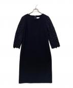 BALLSEYボールジィ）の古着「ボタニカルレースコンビ ラウンドネックワンピ」｜ネイビー