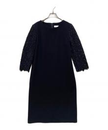 BALLSEY（ボールジィ）の古着「ボタニカルレースコンビ ラウンドネックワンピ」｜ネイビー