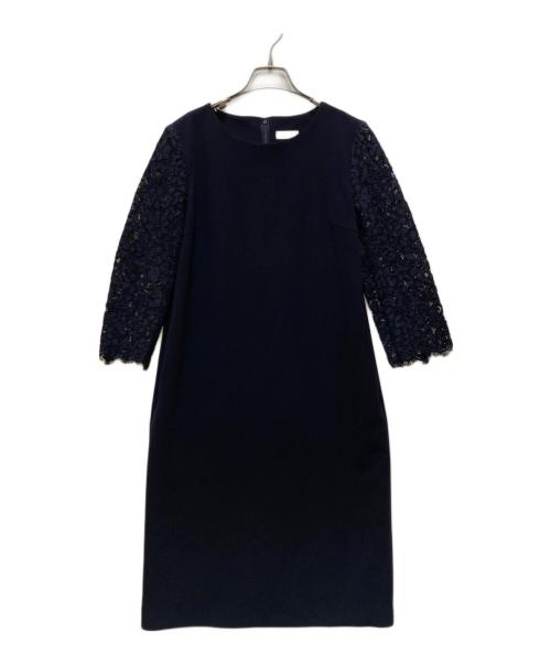 BALLSEY（ボールジィ）BALLSEY (ボールジィ) ボタニカルレースコンビ ラウンドネックワンピ ネイビー サイズ:36の古着・服飾アイテム