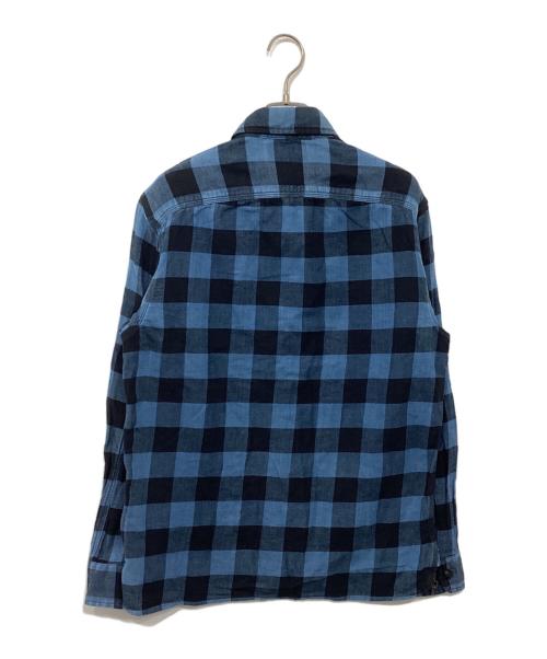 RRL（ダブルアールエル）RRL (ダブルアールエル) Ron Herman (ロンハーマン) ブロックチェック ネルシャツ ブルー×ブラック サイズ:Sの古着・服飾アイテム