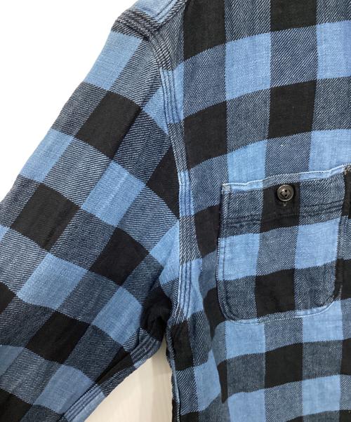 RRL（ダブルアールエル）RRL (ダブルアールエル) Ron Herman (ロンハーマン) ブロックチェック ネルシャツ ブルー×ブラック サイズ:Sの古着・服飾アイテム