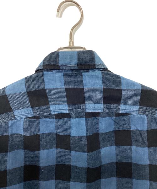 RRL（ダブルアールエル）RRL (ダブルアールエル) Ron Herman (ロンハーマン) ブロックチェック ネルシャツ ブルー×ブラック サイズ:Sの古着・服飾アイテム