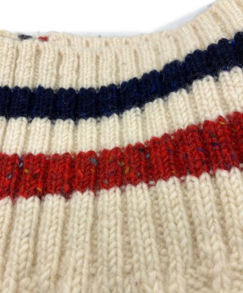 THOM BROWNE. NEW YORK（トムブラウン ニューヨーク）THOM BROWNE. NEW YORK (トムブラウン ニューヨーク) トリコ テープ アラン ニット カーディガン ベージュ サイズ:1の古着・服飾アイテム