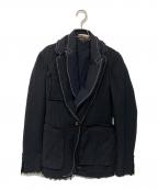 COMME des GARCONS HOMME PLUSコムデギャルソンオムプリュス）の古着「ポリ縮絨ストライプ重ねジャケット」｜ネイビー