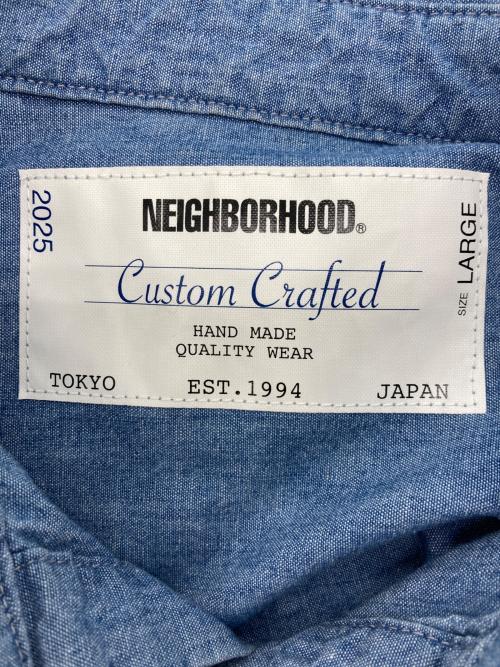NEIGHBORHOOD（ネイバーフッド）NEIGHBORHOOD (ネイバーフッド) GARMENT BLEACH CHAMBRAY SHIRT LS インディゴ サイズ:Lの古着・服飾アイテム