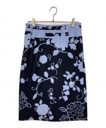 LEONARD FASHION（レオナールファッション）の古着「花柄スカート」｜ブラック×ブルー