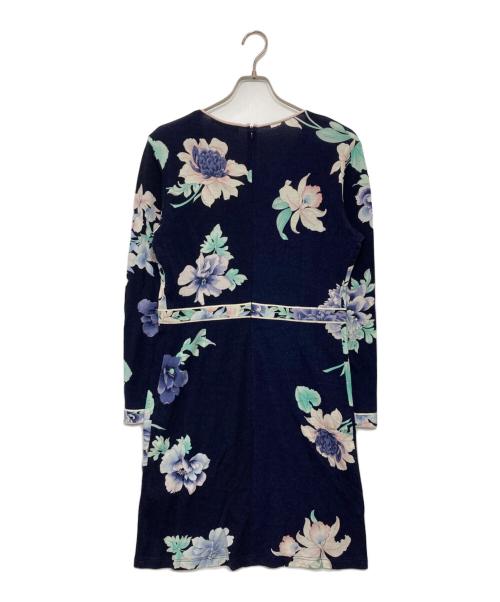 LEONARD（レオナール）LEONARD (レオナール) 花柄ワンピース ネイビー サイズ:44の古着・服飾アイテム