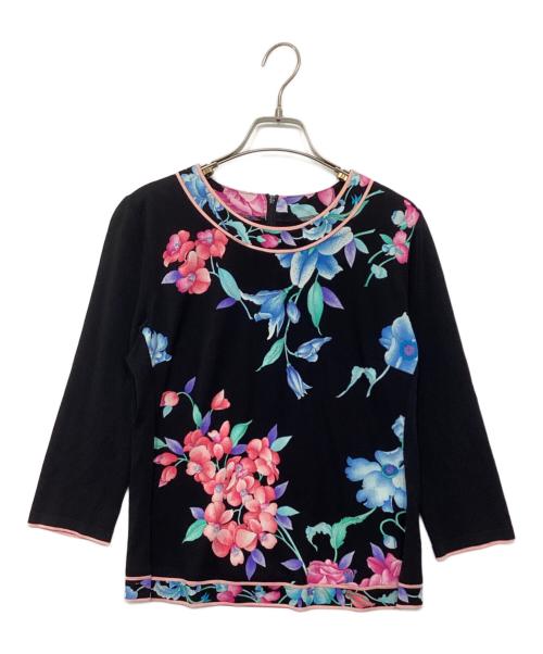 LEONARD FASHION（レオナールファッション）LEONARD FASHION (レオナールファッション) 花柄ブラウス ブラック サイズ:40の古着・服飾アイテム