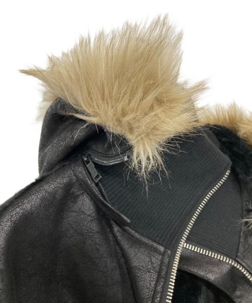 RACER WORLD WIDE（レーサーワイルドワイド）RACER WORLD WIDE (レーサーワイルドワイド) Sheep Skin Jacket/ベルテッドジップファージャケット ブラック サイズ:Mの古着・服飾アイテム