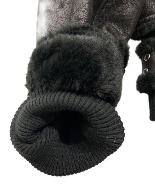 RACER WORLD WIDE（レーサーワイルドワイド）RACER WORLD WIDE (レーサーワイルドワイド) Sheep Skin Jacket/ベルテッドジップファージャケット ブラック サイズ:Mの古着・服飾アイテム