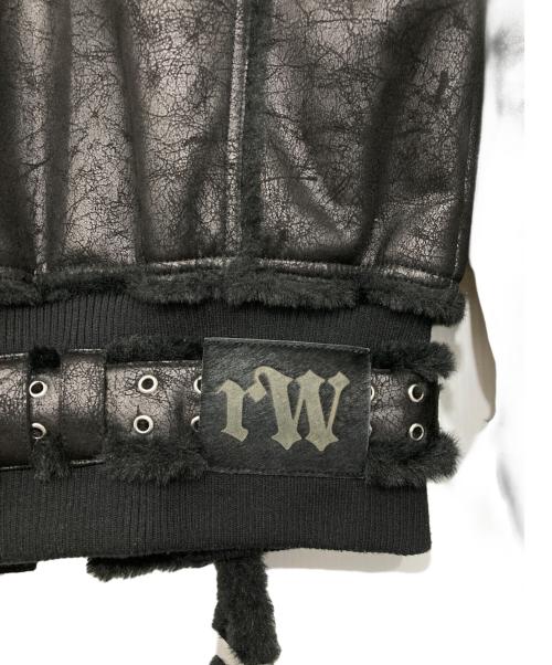 RACER WORLD WIDE（レーサーワイルドワイド）RACER WORLD WIDE (レーサーワイルドワイド) Sheep Skin Jacket/ベルテッドジップファージャケット ブラック サイズ:Mの古着・服飾アイテム