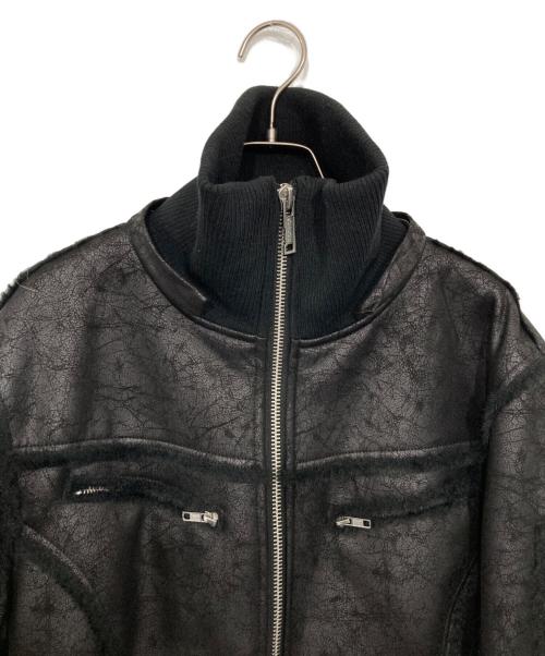 RACER WORLD WIDE（レーサーワイルドワイド）RACER WORLD WIDE (レーサーワイルドワイド) Sheep Skin Jacket/ベルテッドジップファージャケット ブラック サイズ:Mの古着・服飾アイテム