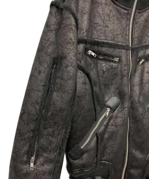 RACER WORLD WIDE（レーサーワイルドワイド）RACER WORLD WIDE (レーサーワイルドワイド) Sheep Skin Jacket/ベルテッドジップファージャケット ブラック サイズ:Mの古着・服飾アイテム