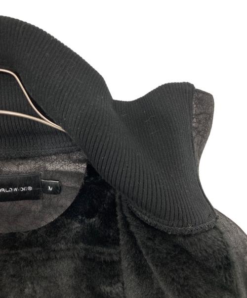 RACER WORLD WIDE（レーサーワイルドワイド）RACER WORLD WIDE (レーサーワイルドワイド) Sheep Skin Jacket/ベルテッドジップファージャケット ブラック サイズ:Mの古着・服飾アイテム