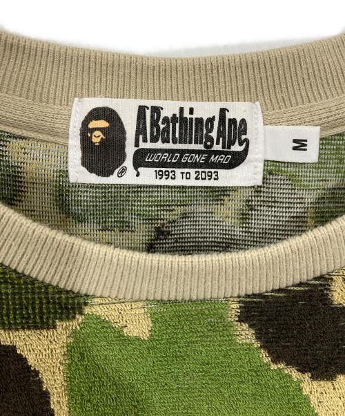 A BATHING APE（ア ベイシング エイプ）A BATHING APE (ア ベイシング エイプ) ABC CAMO PILE JACQUARD ONE POINT TEE/エービーシー　カモ　パイル　ジャガード　ワンポイント　ティー3 グリーン サイズ:Ｍの古着・服飾アイテム