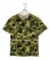A BATHING APE（ア ベイシング エイプ）の古着「ABC CAMO PILE JACQUARD ONE POINT TEE/エービーシー　カモ　パイル　ジャガード　ワンポイント　ティー3」｜グリーン