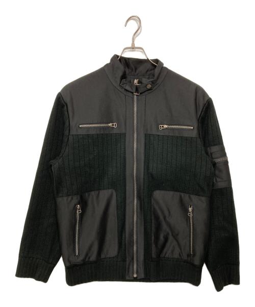 GIORGIO ARMANI（ジョルジョアルマーニ）GIORGIO ARMANI (ジョルジョアルマーニ) 切替ニットジャケット ブラック サイズ:48の古着・服飾アイテム