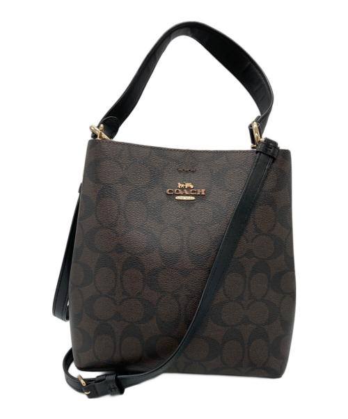 COACH（コーチ）COACH (コーチ) スモール タウン バケット バッグ シグネチャー キャンバス ブラウンの古着・服飾アイテム