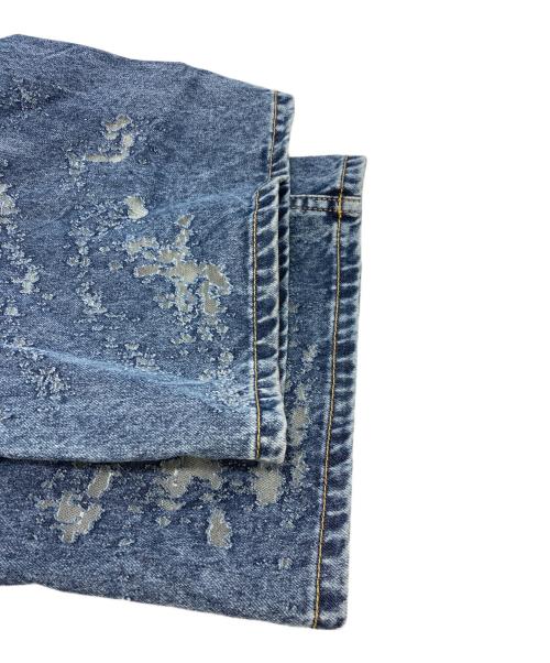 EVISU（エヴィス）EVISU (エヴィス) カモメ刺繍とレーザー加工ワイドレッグジーンズ インディゴ サイズ:29の古着・服飾アイテム