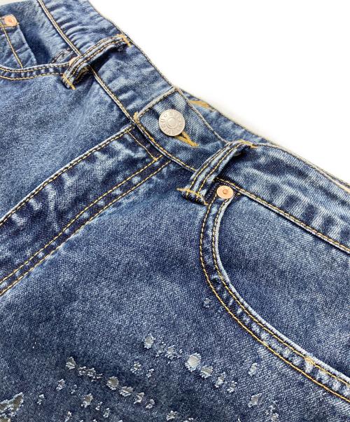 EVISU（エヴィス）EVISU (エヴィス) カモメ刺繍とレーザー加工ワイドレッグジーンズ インディゴ サイズ:29の古着・服飾アイテム