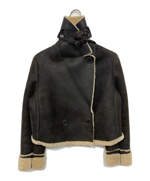 BURBERRY LONDON（バーバリーロンドン）BURBERRY LONDON (バーバリーロンドン) ショート丈ムートンジャケット ブラック サイズ:38の古着・服飾アイテム