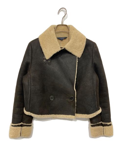 BURBERRY LONDON（バーバリーロンドン）BURBERRY LONDON (バーバリーロンドン) ショート丈ムートンジャケット ブラック サイズ:38の古着・服飾アイテム