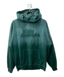 X-LARGE（エクストララージ）の古着「OLD ENGLISH BLEACHED HOODED SWEATSHIRT」｜グリーン
