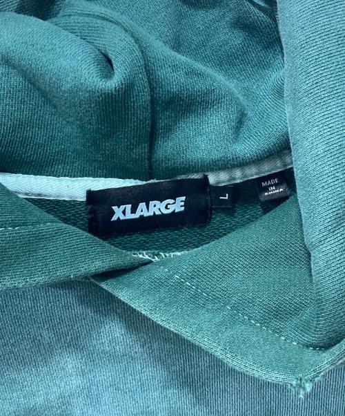 X-LARGE（エクストララージ）X-LARGE (エクストララージ) OLD ENGLISH BLEACHED HOODED SWEATSHIRT グリーン サイズ:Lの古着・服飾アイテム