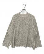 Name.ネーム）の古着「LEOPARD WAFFLE TAPED LOOSE SLEEVE TEE/レオパード　ワッフル　テープ　ルーズスリーブ　ティー」｜アイボリー×グレー