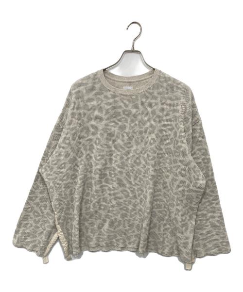 Name.（ネーム）Name. (ネーム) LEOPARD WAFFLE TAPED LOOSE SLEEVE TEE/レオパード　ワッフル　テープ　ルーズスリーブ　ティー アイボリー×グレー サイズ:2の古着・服飾アイテム