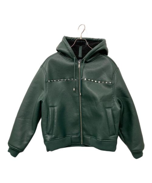 AFB（エーエフビー）AFB (エーエフビー) STUDDED HOODED BOMBER JACKET/スタッデッド　フーデッド　ボンバー　ジャケット グリーン サイズ:Mの古着・服飾アイテム