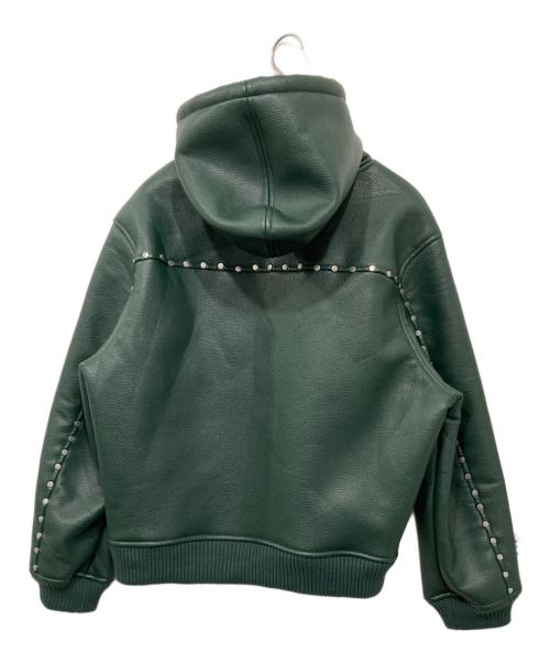 AFB（エーエフビー）AFB (エーエフビー) STUDDED HOODED BOMBER JACKET/スタッデッド　フーデッド　ボンバー　ジャケット グリーン サイズ:Mの古着・服飾アイテム