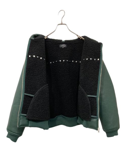 AFB（エーエフビー）AFB (エーエフビー) STUDDED HOODED BOMBER JACKET/スタッデッド　フーデッド　ボンバー　ジャケット グリーン サイズ:Mの古着・服飾アイテム