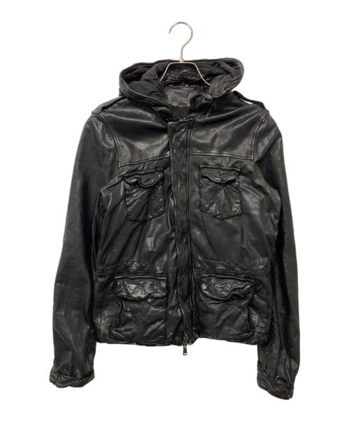 GIORGIO BRATO（ジョルジョブラッド）GIORGIO BRATO (ジョルジョブラッド) シワ加工 ラムレザージャケット ブラック サイズ:46の古着・服飾アイテム
