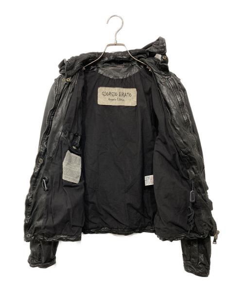 GIORGIO BRATO（ジョルジョブラッド）GIORGIO BRATO (ジョルジョブラッド) シワ加工 ラムレザージャケット ブラック サイズ:46の古着・服飾アイテム