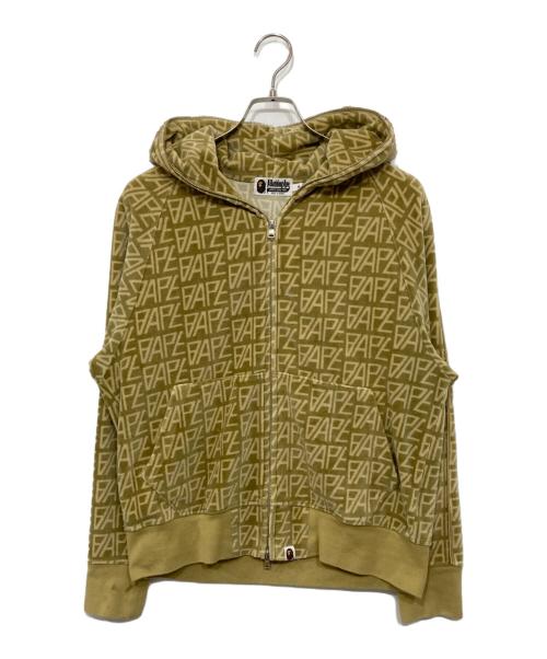 A BATHING APE（ア ベイシング エイプ）A BATHING APE (ア ベイシング エイプ) Logo Monogram Velour Shark Full Zip Hoodie イエロー サイズ:Sの古着・服飾アイテム