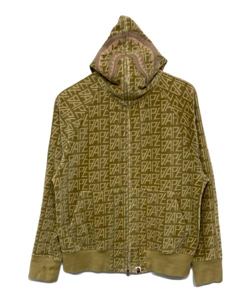 A BATHING APE（ア ベイシング エイプ）A BATHING APE (ア ベイシング エイプ) Logo Monogram Velour Shark Full Zip Hoodie イエロー サイズ:Sの古着・服飾アイテム