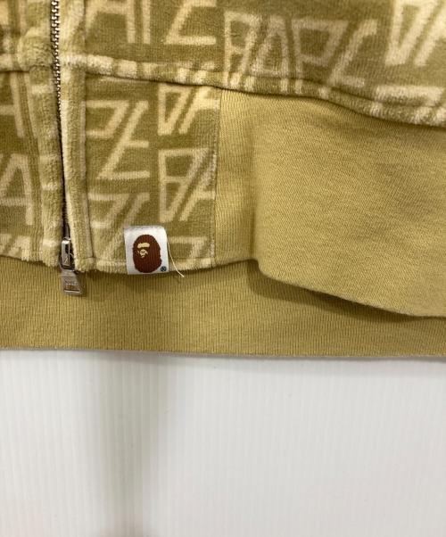 A BATHING APE（ア ベイシング エイプ）A BATHING APE (ア ベイシング エイプ) Logo Monogram Velour Shark Full Zip Hoodie イエロー サイズ:Sの古着・服飾アイテム