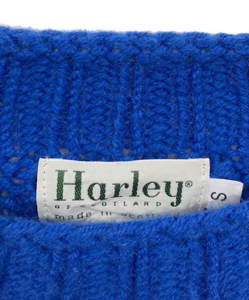 Harley of SCOTLAND（ハーレーオブスコットランド）Harley of SCOTLAND (ハーレーオブスコットランド) シードステッチクルーネックニット ブルー サイズ:Ｓの古着・服飾アイテム
