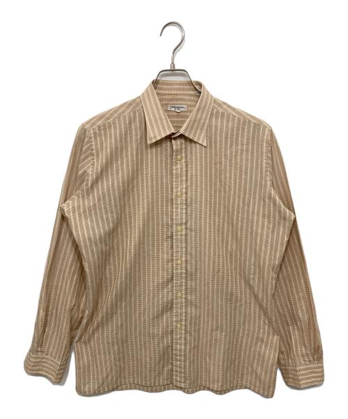 Yves Saint Laurent chemises（イヴサンローランシュミーズ）Yves Saint Laurent chemises (イヴサンローランシュミーズ) ストライプシャツ ベージュ サイズ:16の古着・服飾アイテム