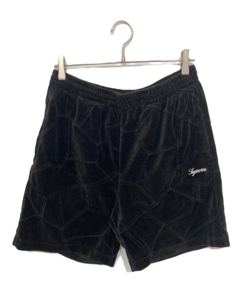 SUPREME（シュプリーム）SUPREME (シュプリーム) Patchwork Velour Short/パッチワーク ベロア ショーツ ブラック サイズ:Sの古着・服飾アイテム