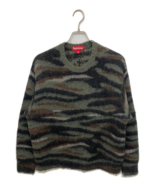 SUPREME（シュプリーム）Supreme (シュプリーム) Brushed Mohair Sweater/ブラッシュド モヘヤニット カーキ×ブラック サイズ:Mの古着・服飾アイテム