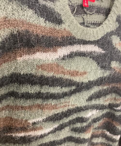SUPREME（シュプリーム）Supreme (シュプリーム) Brushed Mohair Sweater/ブラッシュド モヘヤニット カーキ×ブラック サイズ:Mの古着・服飾アイテム