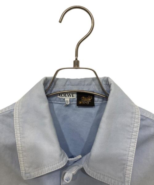 LOEWE（ロエベ）LOEWE (ロエベ) ウォッシュ加工コットンツイル アナグラム ショートスリーブ シャツ ブルー サイズ:38の古着・服飾アイテム