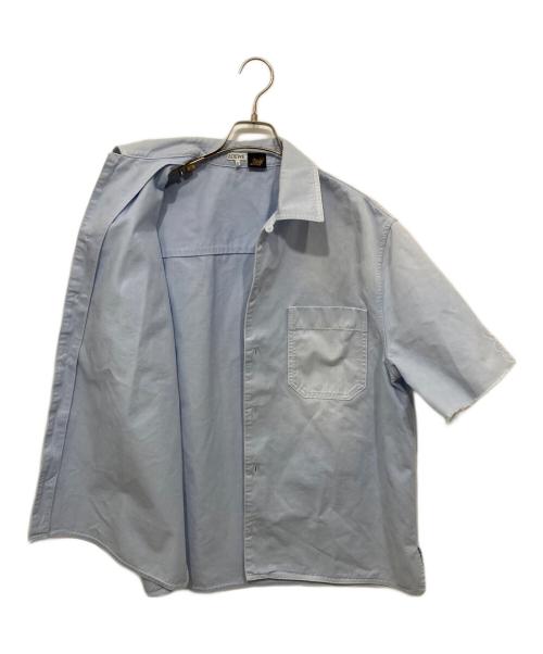 LOEWE（ロエベ）LOEWE (ロエベ) ウォッシュ加工コットンツイル アナグラム ショートスリーブ シャツ ブルー サイズ:38の古着・服飾アイテム