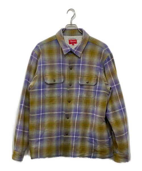 SUPREME（シュプリーム）Supreme (シュプリーム) SHEARLING LINED FLANNEL SHIRT イエロー×パープル サイズ:Lの古着・服飾アイテム