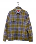SUPREMEシュプリーム）の古着「SHEARLING LINED FLANNEL SHIRT」｜イエロー×パープル