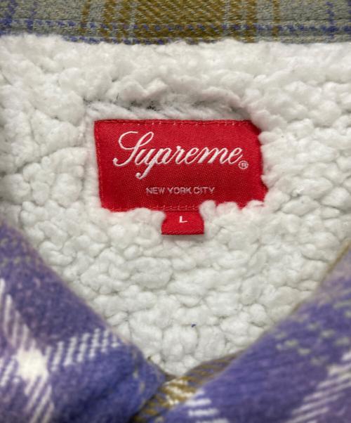 SUPREME（シュプリーム）Supreme (シュプリーム) SHEARLING LINED FLANNEL SHIRT イエロー×パープル サイズ:Lの古着・服飾アイテム