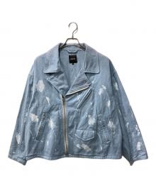 BEAMS（ビームス）の古着「ルーズ ペイント ダブル ライダース」｜ブルー